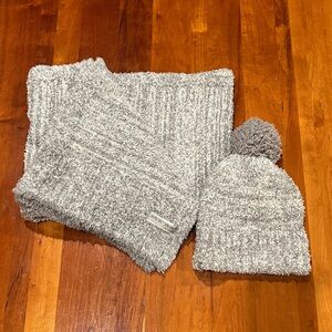 Barefoot Dreams Soft Gray Scarf and Hat Set